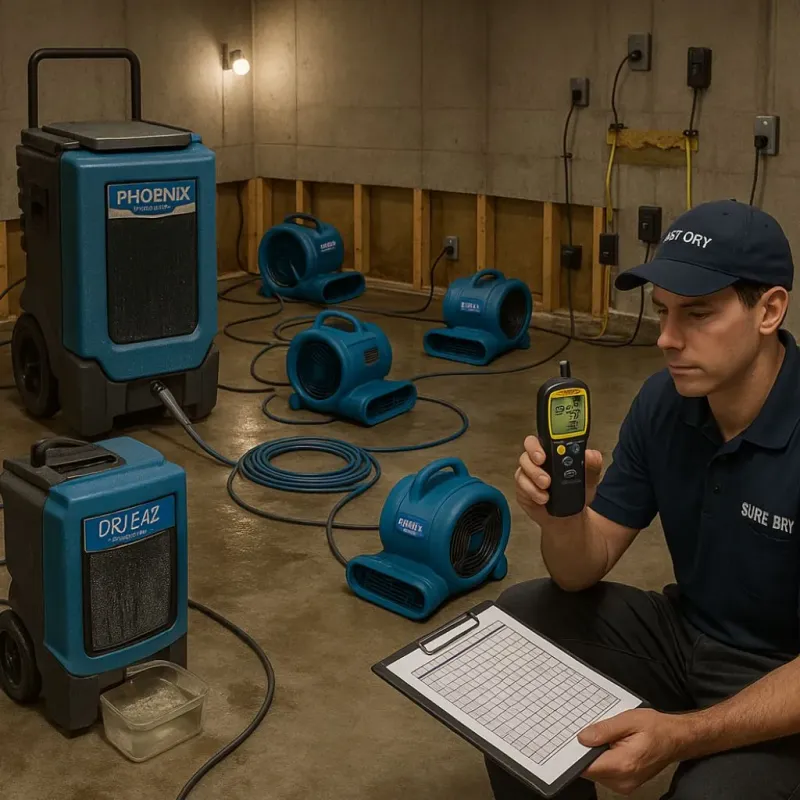 Structural Drying and Dehumidification process in Plainview, TX